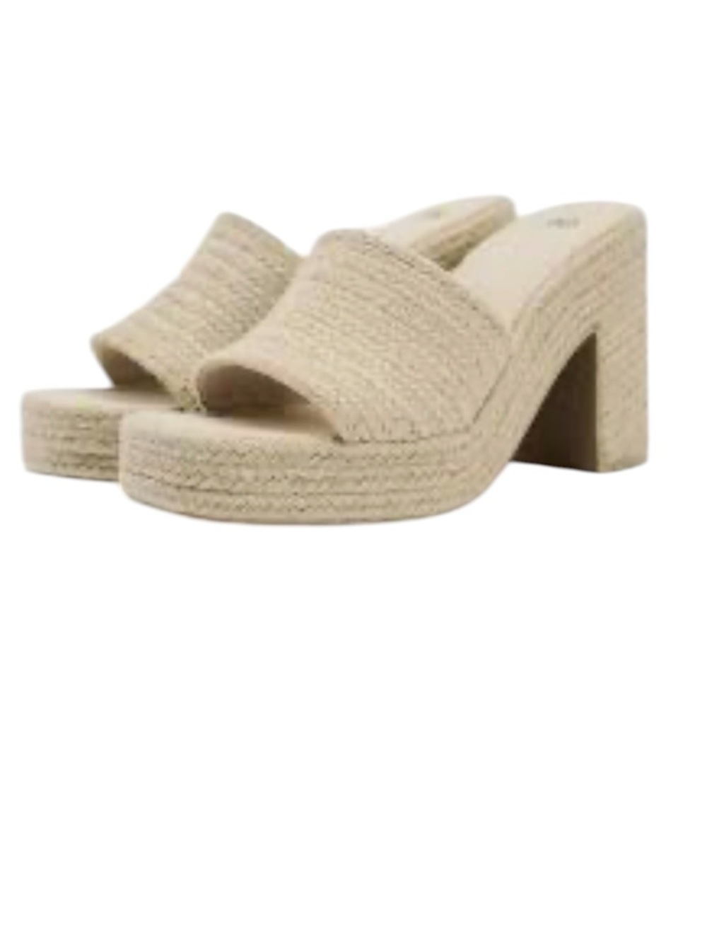 Zara Natural Woven Jute Platform Slide Heels